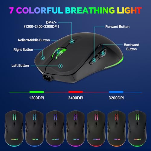 CHONCHOW 60% Wireless Gaming Keyboard and Mouse Combo,LED Backlit | Rechargeable 2000mAh Battery, Portable 68 Keys Waterproof Small Compact Keyboard Mice for PC/Mac Gamer(Wireless)