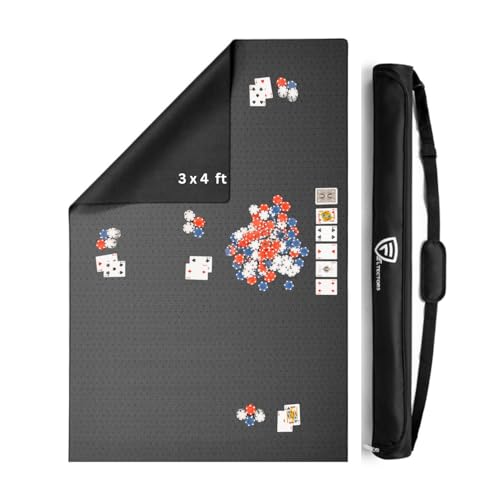 Board Game Mat 36 x 48 nches, Table Cover for Mahjong, Poker, Playing Cards, Tile Games, Dominoes, and RPG - Neoprene Gaming Playmat (Black, 36 x 48 Inches) - color: Black, size: Rectangle 36 x 48 inches