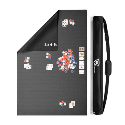 Board Game Mat 36 x 48 nches, Table Cover for Mahjong, Poker, Playing Cards, Tile Games, Dominoes, and RPG - Neoprene Gaming Playmat (Black, 36 x 48 Inches) - color: Black, size: Rectangle 36 x 48 inches