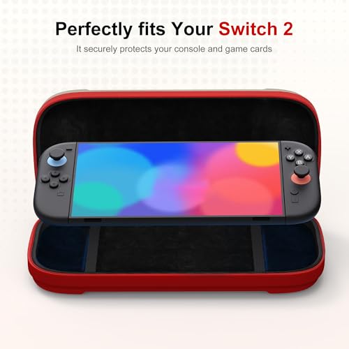 STARTRC GAMES Slim Carrying Case for Nintendo Switch 2 2025, Hard Shell Travel Case with 12 Game Card Slots, Portable Carry Bag for Switch 2 Console White & Red - color: White & Red