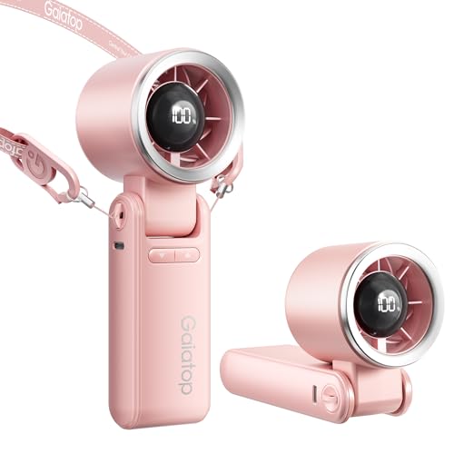 Gaiatop Portable Handheld Turbo Fan, 15 Hrs Cooling, 180° Foldable 4-in-1 Hand Held Fans, 6-Speed (1-100) Personal Mini Handheld Fans, Small Portable Fan for Travel, Working, Outdoor Women Gifts, Pink - color: Pink