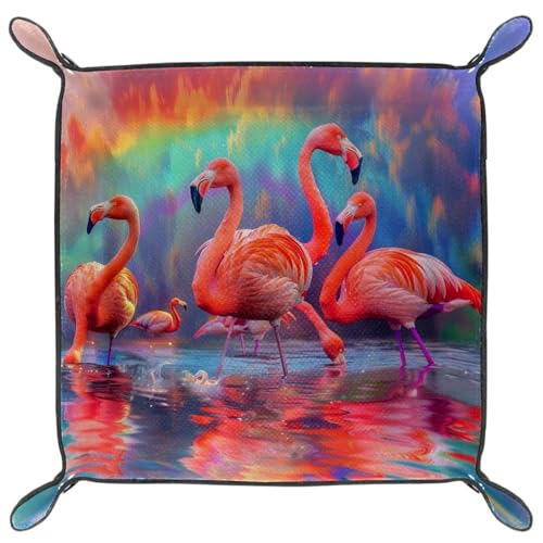 Flamingos Rainbow Dice Tray Dice Rolling Tray Folding Dice Holder for Dice Games, Like RPG, DND and Other Table Games - color: Multi 18