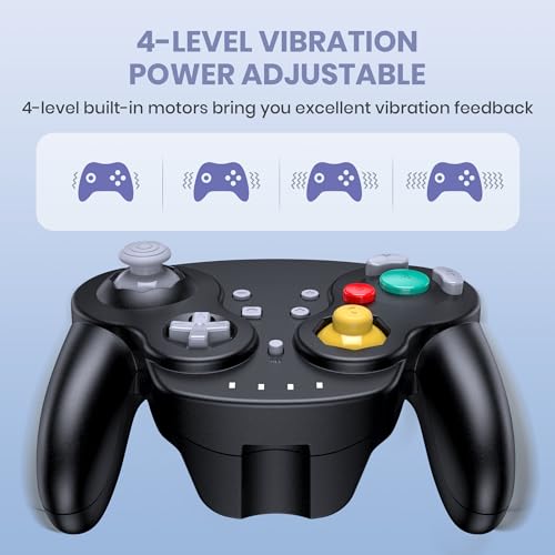 SAFFUN 2 Pack Wireless GameCube Style Controller for Switch 1 & 2 / Lite/Switch Online, NGC Style Pro Controller Compatible with Windows PC, macOS - (Rechargeable) (Built-in Rumble) (NFC)- Black - color: Two Pack BT Version Black