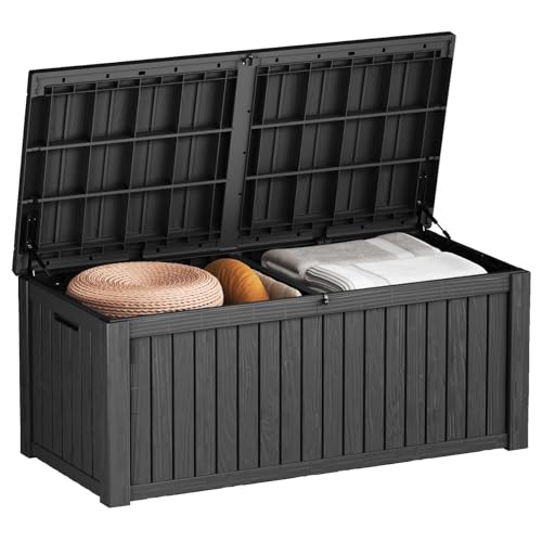 LAUSAINT HOME 260 Gallon Resin Deck Box, Outdoor Toy Storage Box, Package Delivery Box with Lockable Lid, Waterproof Outdoor Storage Box For Garden Tools, Patio Cushions(260 Gallon,Black) - color: Black, size: 260 Gallon