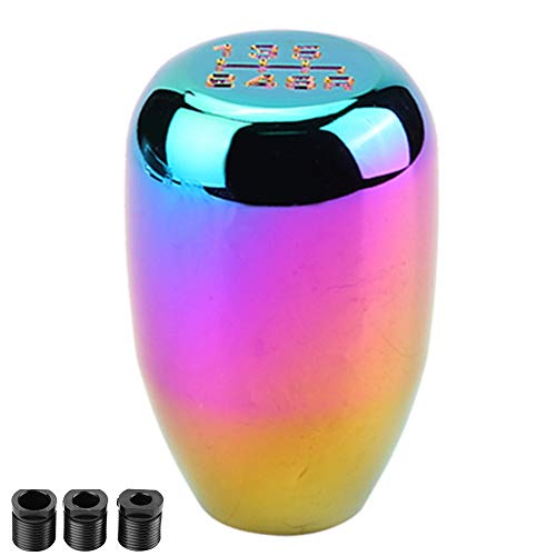 Dweekiy Universal Manual 6-Speed Car Gear Shift Knob - Weighted Metal Shift Knob with 3 Adapter Rings (8mm, 10mm, 12mm) for Most Manual Transmission Vehicles - color: Colored