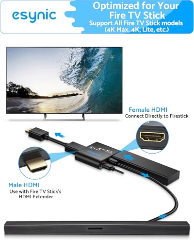 eSynic Portable 4K@30Hz HDMI Optical Audio Extractor-Only From Frie TV Stick/Gaming Console to HDMI Monitor Display & Optical Soundbar-Easy to Set Up-Dolby/DTS 5.1 Surround Sound-Not For HDTV ARC/eARC