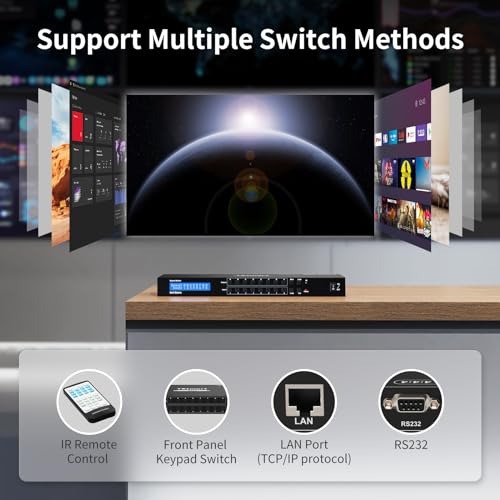 TESmart 8x8 HDMI Matrix 4K Matrix Switcher Support EDID, Ultra HD 4K@60HZ, 8 L/R Audio Output, HDCP 2.2, 8 in 8 Out HDMI Switch with IR Remote Control, RS232, TCP/IP Control, Rack-Mount Vedio Switcher - size: 8 IN 8 OUT 4K60