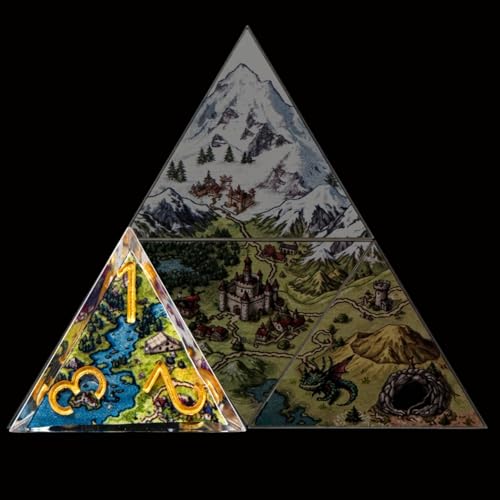 Map Landscape Sharp Edge Resin DND Dice Set 7PCS Polyhedral Dice for Tabletop RPG Games, Handmade Multi-Sided Dice for Dungeons Role Playing, Pathfinder, Gift for Gamers - color: Map