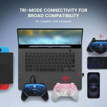 GameSir Super Nova Wireless Gaming Controller for PC/Switch/Switch 2/iOS/Android, 1000Hz Polling Rate, Hall Effect Stick & Trigger, Rubberized Grips, RGB Lighting, 1000mAh - Blue - color: Blue