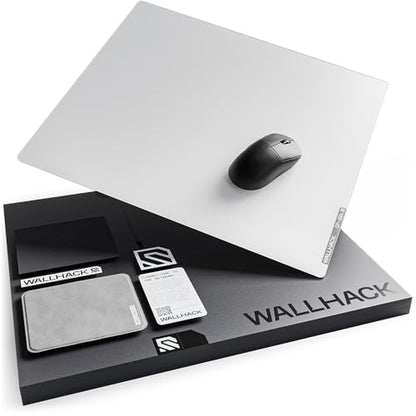 Wallhack 4.0 SkyPAD Glass Gaming Mouse Pad, XL 16.9x19.3 in, White | Professional Esport Mouse Mat With Specialty Surface For Top Speed And Control, Tempered Glasspad With Full Silicone Base - color: SP-004 | White