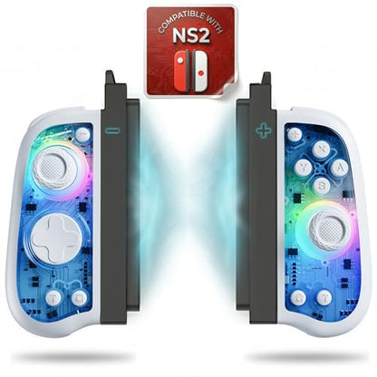 Ynnevation Hall Effect Controller Compatible with Switch, Switch OLED Lite and Switch 2 with Magnetic Charging Adapters Included Wireless RGB Gamepad with Programmable Back Buttons Turbo Motion Control