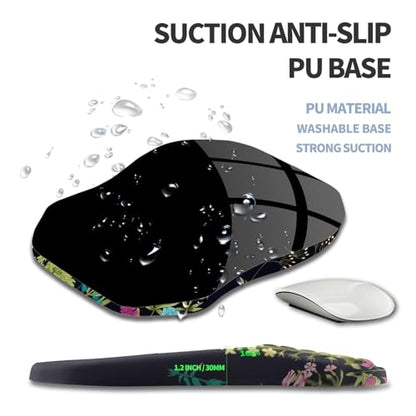 Ergonomic Raised Mouse Pad Wrist Support with Bilateral Slope Memory Foam Mousepad for Wrist Rest and Carpal Tunnel Pain Relief 11.8x7.9〃Midnight Flowers - color: Midnight Flowers