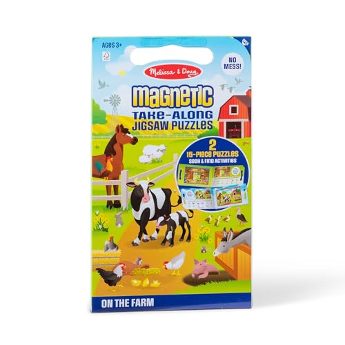 Melissa & Doug Take-Along Magnetic Jigsaw Puzzle Set – On the Farm (2 x 15 Piece) Travel Activity Toy for Preschoolers and Kids Ages 3+ - FSC Certified (Pack of 12) - size: 8.5 x 7.25 x 0.3 inches (Pack of 12), style: Farm