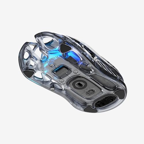 GravaStar Mercury M2 Wireless Gaming Mouse with 26,000 DPI, PAW3395DM Sensor -79g Lightweight Hollowed-Out Design -5 Programmable Buttons -5 Dynamic Lightsync RGB - Transparent Black - color: Transparent Black