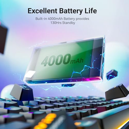 Redragon K708 Wireless Mechanical Keyboard with Screen, Volume Knob & Pre-Lubed Switches - Tri-Mode (Bluetooth/2.4G/USB-C) RGB Gasket Gaming Keyboard, Hot Swappable, 4000mAh Battery for PC, Mac, etc. - color: Black