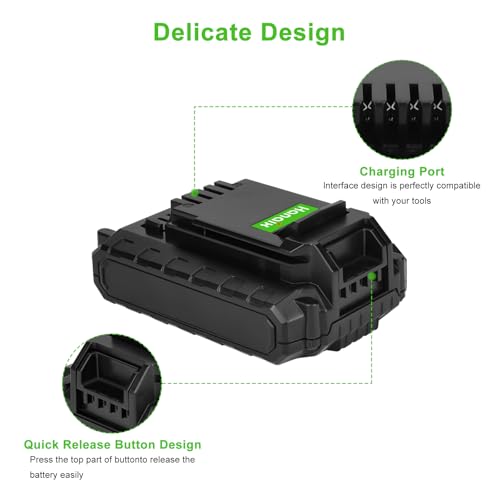 2 Pack 4000mAh PCC680L Battery Replace for Porter Cable 20V Battery PCC681L PCC682L PCC660 PCC660B PCC641 PCC683L PCC685L PCC601 PCC670 20V Cordless Tool Battery