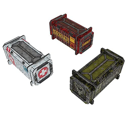 TinkerTurf Sci-Fi Terrain: Cargo Containers 1 Add-On, 3 Containers Included, Neutral Theme, Modeular Design, Easy Storage, Virtually Limitless Setups - style: Series 1 - Neutral