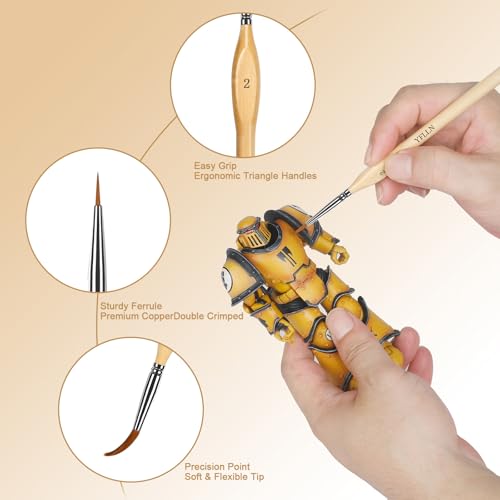 6Pcs Miniature Paint Brushes Set with Triangular Handles - for Acrylics, Oils, Watercolors & Paint by Number, Figurine（2PACK） - size: 12PCS