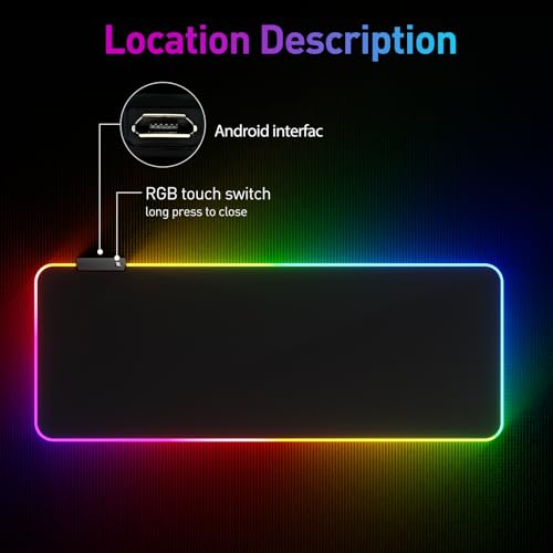 RGB 마우스패드 LED 마우스 패드, 대형 마우스 패드, LED 및 빅 마우스 매트 - color: 블랙.