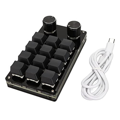 VBESTLIFE One Handed Macro Mechanical Keyboard, 12Keys USB Programmable Keyboard with 2 Knob, Multifunctional Mechanical Gaming Keypad, Blue Switch