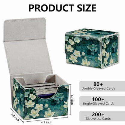 Strong Magnet MTG Demon Deck Box Playing Card Case Magic The Gathering Commander Deck Box Creative Pattern Trading Card Storage Box for Collectible Games, The Green Frog In The Pond - color: The Green Frog In The Pond