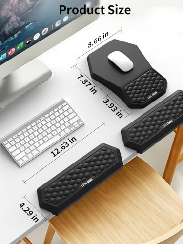 2-in-1 L-Shaped Desk Elbow Pads & & Mouse Pad Set with Wrist Rest, Black | Ergonomic Desk Edge Cushion, Soft Memory Foam Comfort Support for Wrist Arm Elbow, Non-Slip Base