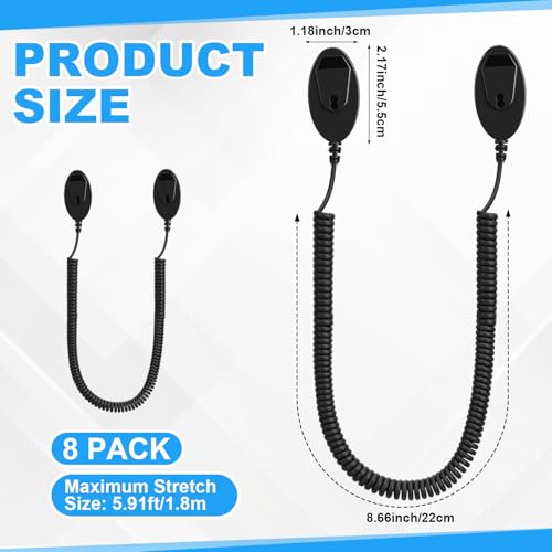 8 Pack 70 Inch Magnetic Remotes Control Holder with Spring Ropes Retractable Cord Remote Holder Wall Mount Anti-Loss Remote Control Leash Wall Mount for Projector TV Fan Couch, Bedside Table - size: 70 Inch