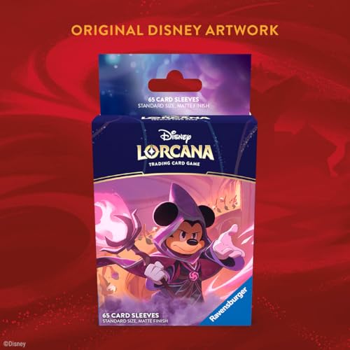 Ravensburger Disney Lorcana TCG Card Sleeves Featuring Mickey Mouse - Wayward Sorcerer | 65 Protective Sleeves for TCG Decks | Ages 8+