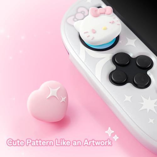 Kuitmor Thumb Grip Caps Compatible with Nintendo Switch 2, Silicone Joystick Grip Caps for Switch 2025, 4pcs, Cute Cat Style, White & Pink - color: Hello Kitty(White & Pink)