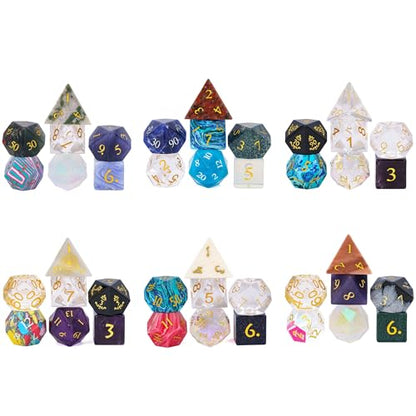 UDIXI Mystery DND Dice Set, 7PCS Gemstone or Glass Dice for Tabletop Games | Random Stone Dice, Premium Gift Box, DM Gift, for Dungeons and Dragons Role Playing Games - color: Gems