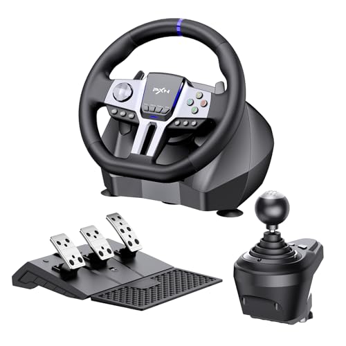 PXN V9 GEN2 Gaming Steering Wheel for PC, Xbox & PS4 | 270°/900° USB Sim Racing Wheel with Hall Pedals, H Shifter, Dual Paddles, Vibration Feedback, RGB & App Support