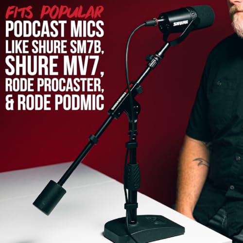 Gator Frameworks Deluxe Weighted Base Boom Mic Stand (GFW-MIC-0822) | Telescoping Boom Arm Rectangular Weighted Base & 2.5 lb. Counterweight for stable extended positioning - style: Deluxe Weighted Base