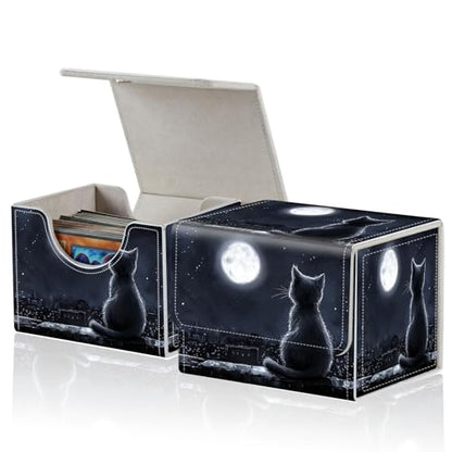for MTG Commander Deck Box,Card Deck Box for Trading Yugioh MTG,Fits 100 Double Sleeved Cards,PU Leather Strong Magnet Case for Magic Commander TCG CCG,Cute Little Cat - color: Cute Little Cat