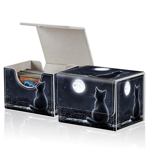 for MTG Commander Deck Box,Card Deck Box for Trading Yugioh MTG,Fits 100 Double Sleeved Cards,PU Leather Strong Magnet Case for Magic Commander TCG CCG,Cute Little Cat - color: Cute Little Cat