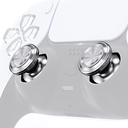 eXtremeRate Custom Silver Metal Thumbsticks for PS5 Controller, Replacement Aluminum Analog Stick Joystick for PS4 Controller - color: Silver