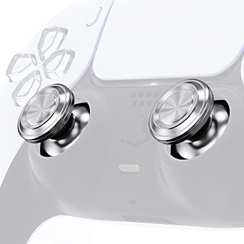 eXtremeRate Custom Silver Metal Thumbsticks for PS5 Controller, Replacement Aluminum Analog Stick Joystick for PS4 Controller - color: Silver
