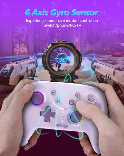 GMBACK Wireless Switch 2 Pro Controller with Home Wake Up & Loop Macro | Bluetooth Gaming Controller for Nintendo Switch 2/1/Lite/OLED with HD Rumble, 6-Axis Gyro, Turbo, 800mAh, Purple - color: Purple