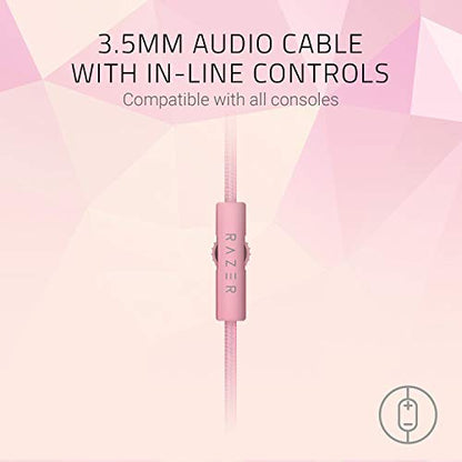 Razer Kraken Gaming Headset: Lightweight Aluminum Frame, Retractable Noise Isolating Microphone, For PC, PS4, PS5, Switch, Xbox One, Xbox Series X & S, Mobile, 3.5 mm Audio Jack - Quartz Pink - color: Quartz Pink