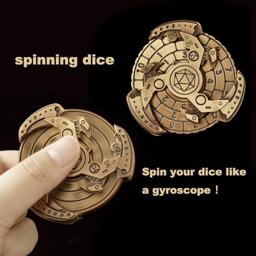 7-in-1 DND Dice Set, Rotate Metal Rotate Dungeons and Dragons DND Compass Dice, Cool RPG Role Playing Table Game Dice（Bronze） - color: Mechanical-bronze