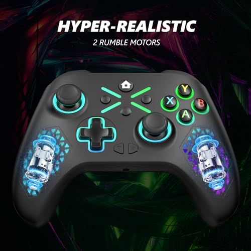 Dinosoo RGB Wireless Controller for Xbox Series X|S, Xbox One & Windows 10/11, Gaming Gamepad with Hall Trigger, Turbo, Macro, 3.5mm Audio Jack, 2.4GHz Adapter - color: ERBXE