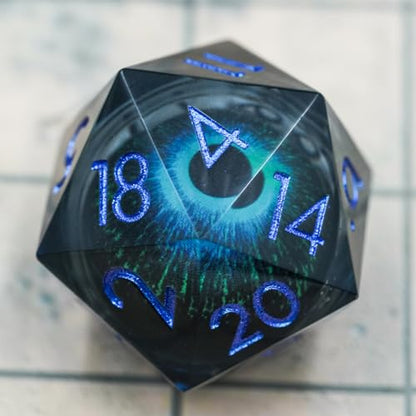 Dungeons and Dragons DND Dice D20, Moving Eyeball Liquid Core Dice Set D&D 33MM Oversized D20 Single Sharp Edge Resin dice with Gift Case, Polyhedral Dice for Role Playing Game