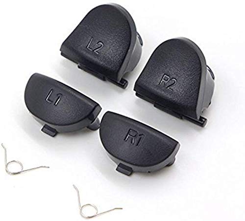 For PS4 L1 R1 L2 R2 Trigger Springs Buttons + 2 Joystick Thumb Sticks + 2 Joystick Silicone Caps + 2 Springs + 1 Screwdriver + 1 Set Silicone Conductive Rubber Pads