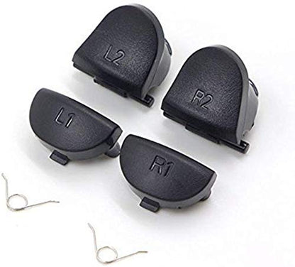 For PS4 L1 R1 L2 R2 Trigger Springs Buttons + 2 Joystick Thumb Sticks + 2 Joystick Silicone Caps + 2 Springs + 1 Screwdriver + 1 Set Silicone Conductive Rubber Pads