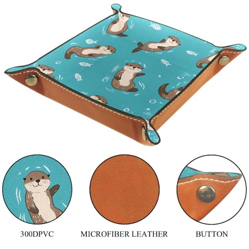 Dice Trays Otters Animals Holder Storage Box for Dice Games Like RPG DND, Leather Dice Holder Portable Folding Rolling Dice Tray, 16x16cm - color: Multi 7