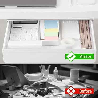 Under Desk Drawer - Super Large Under Table Hidden Drawer Desk Accessories & Workspace Organizers Desktop Storage Pencil Slide Out Organizer with Screw Adhesive Tape Shelf Tray at Office - size: Large
