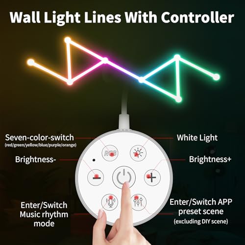 Phylosal Smart WiFi LED Wall Lights, 16M+ Color Dimmable Gaming Light Works with Alexa and Google Assistant, Music Sync, DIY and Timer Feature, RGB Light Bars for Gaming Room, Bedroom (9 Pcs,White)