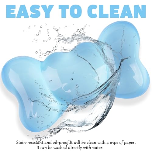 Gel Wrist Rest for Keyboard and Mouse Transparent Blue Bow Elbow Pad Cushion Ergonomic Cute Clear Cool Heart Mouse Wrist Pad Silicone Non-Slip Support for Computer Gaming Home Office Women Hand Pillow - color: Bow Blue