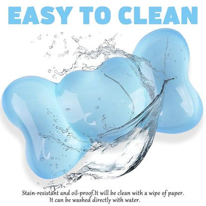 Gel Wrist Rest for Keyboard and Mouse Transparent Blue Bow Elbow Pad Cushion Ergonomic Cute Clear Cool Heart Mouse Wrist Pad Silicone Non-Slip Support for Computer Gaming Home Office Women Hand Pillow - color: Bow Blue