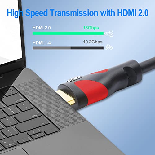 Postta HDMI 케이블(15.2m(50피트) 레드) HDMI 2.0V 4K 2160P, 1080P, 3D, 오디오 리턴 및 이더넷 지원 - 1팩 - color: 레드, size: 50FT
