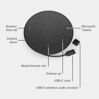 Dell Pro Plus Speaker, SL525, USB‑C & Bluetooth 5.3, AI Noise Cancellation | Full Duplex Audio, Digital Signal Processing, Echo Cancellation, Microsoft Teams Controls - style: SL525